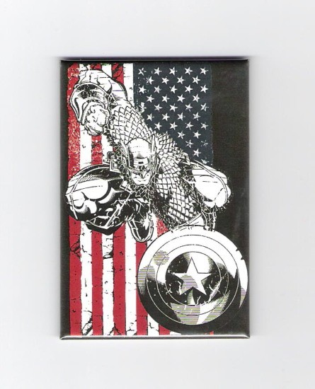 Marvel's Captain America Figure And Flag Image Refrigerator Magnet NEW UNUSED