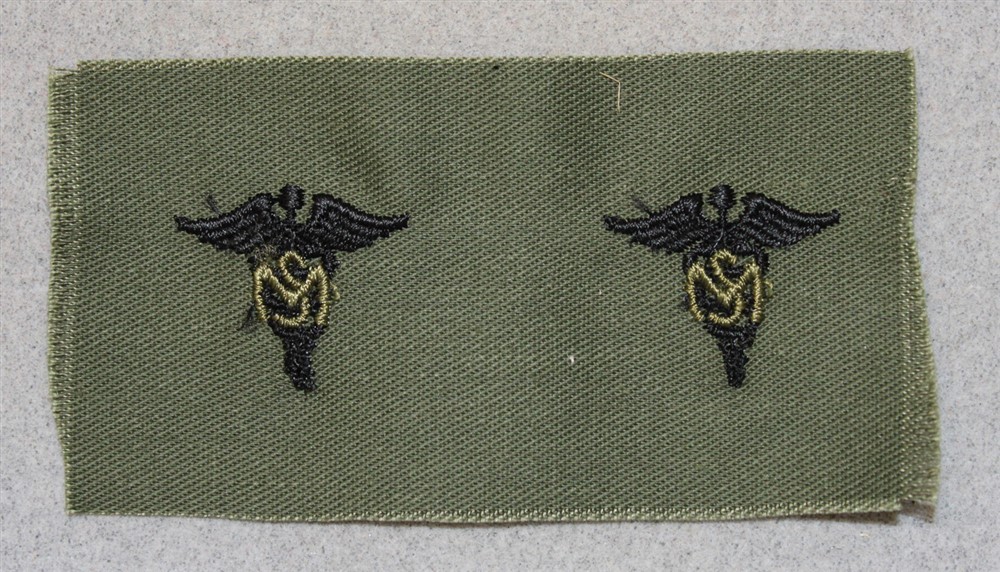Army Officer Cloth Collar Insignia: Medical Services pair - subdued