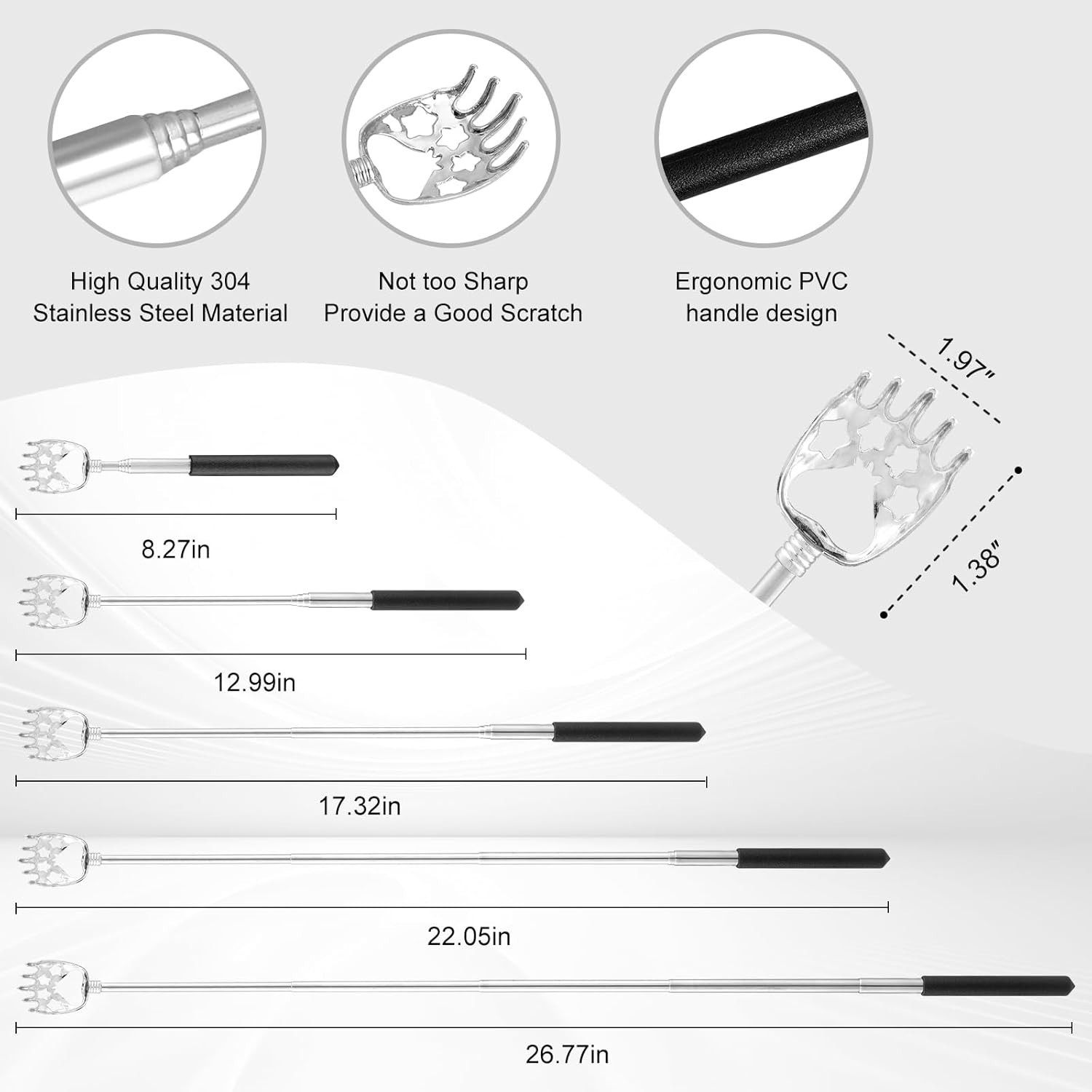 4 Pack Different Back Scratcher Portable Telescoping Rubber Handles Extendable