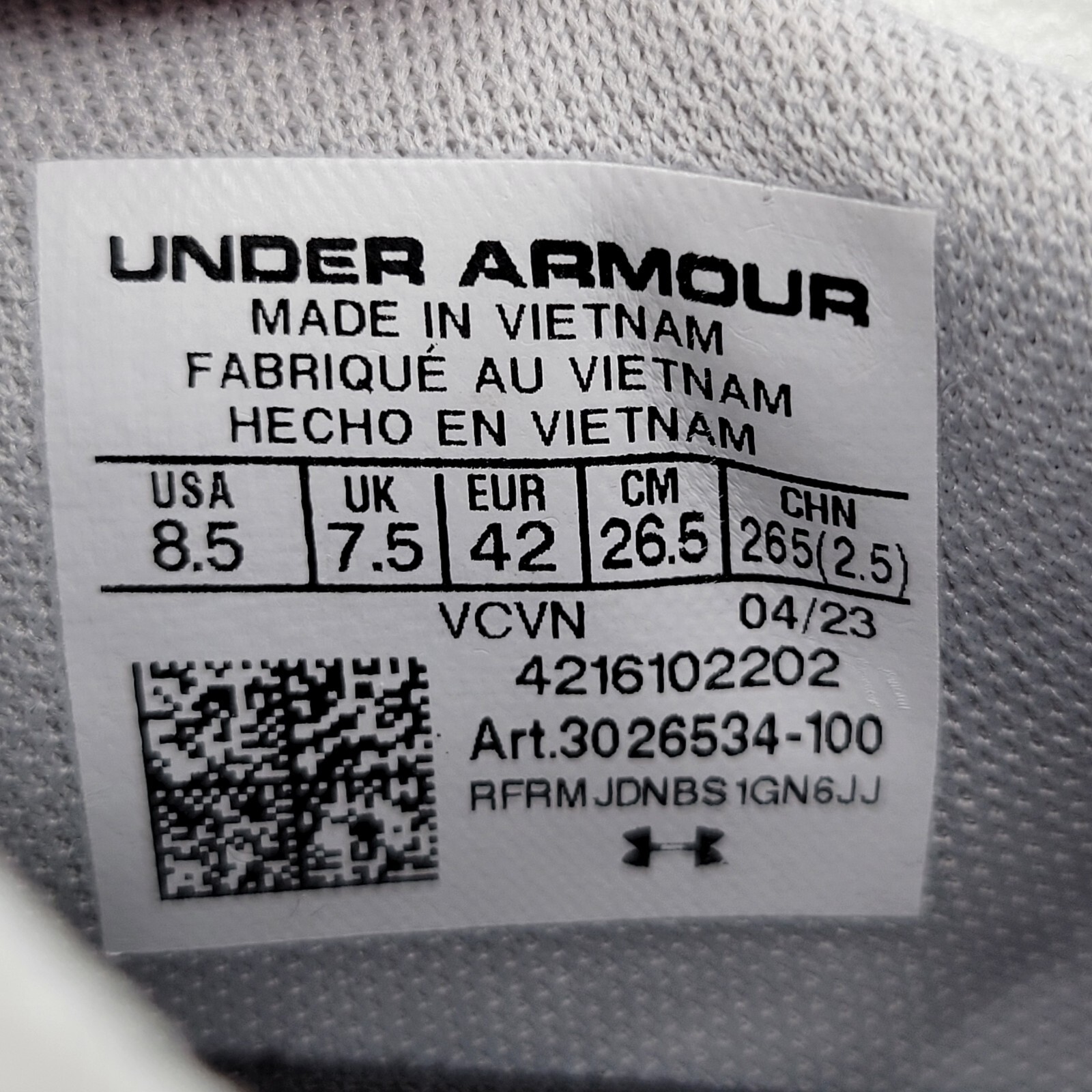 Under Armour Project Rock 6 Men's UA White Gum Training Shoes 3026534-100