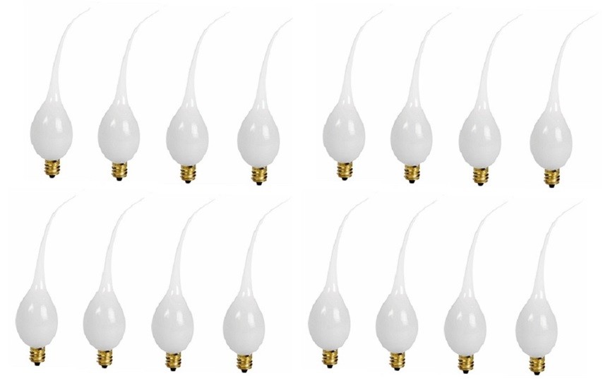 16 Silicone Dipped, Electric Candle Lamp Chandelier Bulbs 7 Watt E12 Base