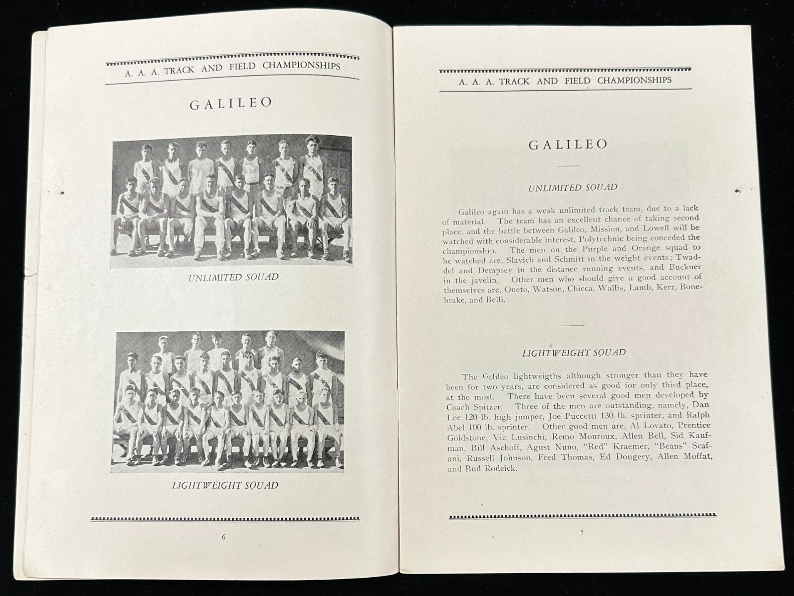 1929 SF High School AAA Track and Field Championships Official Program