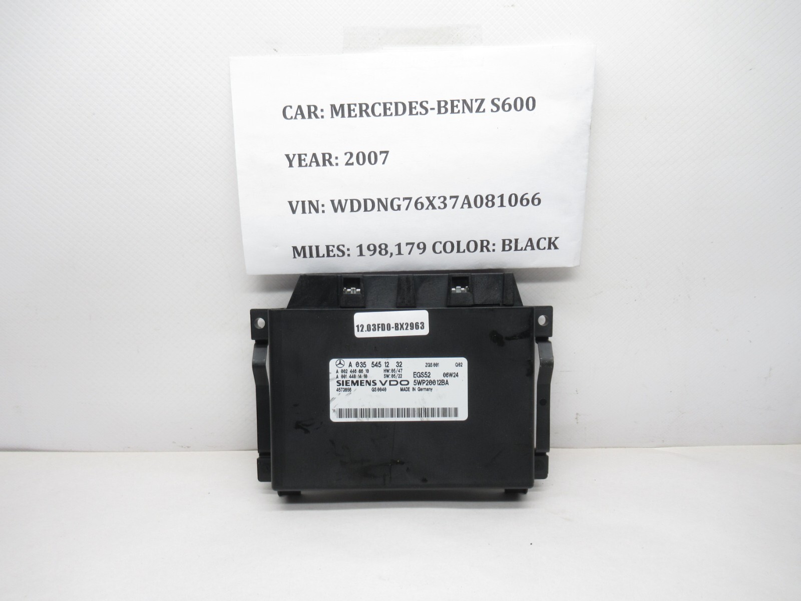 2007-2013 Mercedes S600 Transmission Gearbox Control Module Unit A0355451232 OEM
