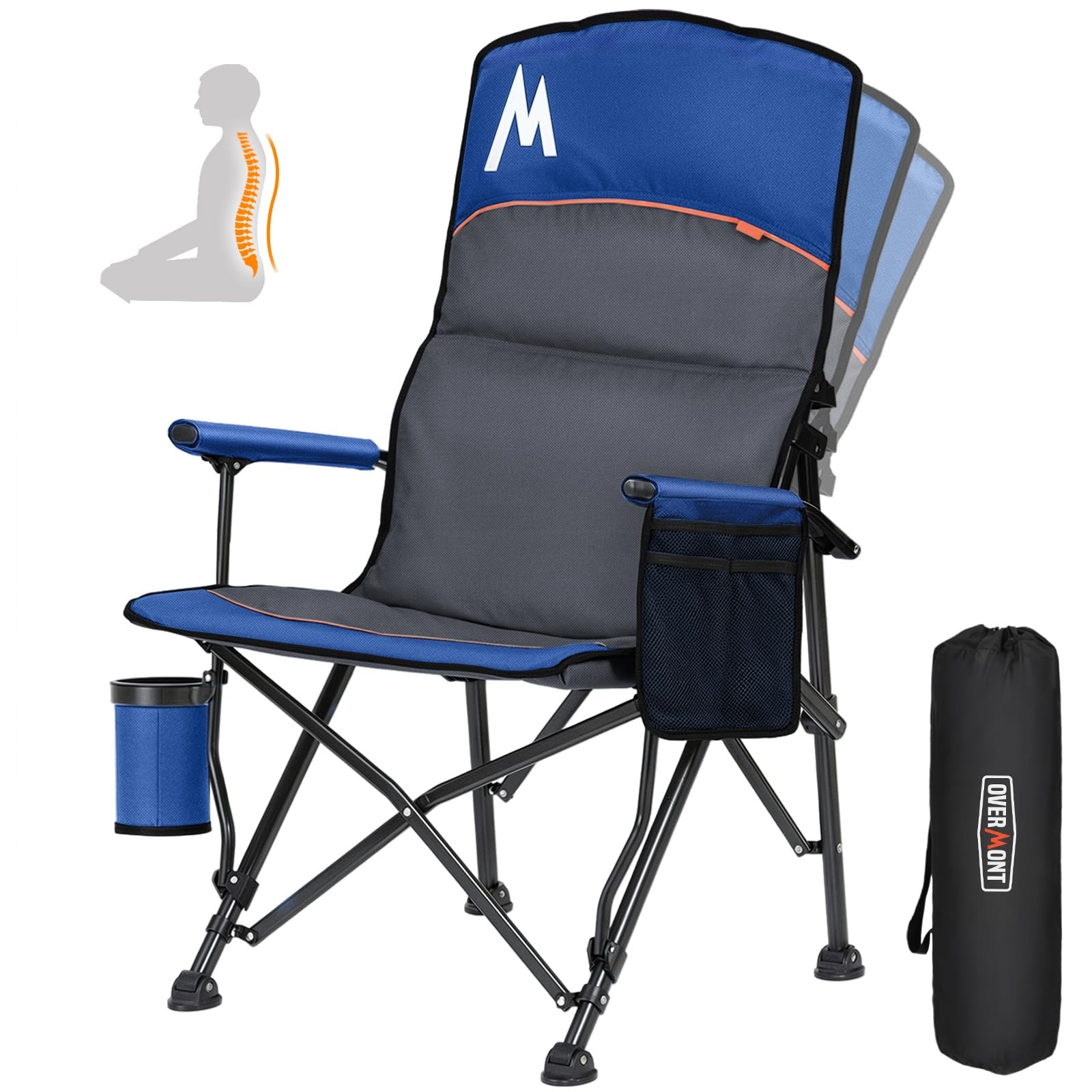 Overmont Camping Chair with Lumbar Support for Adults - Oversized with High B...