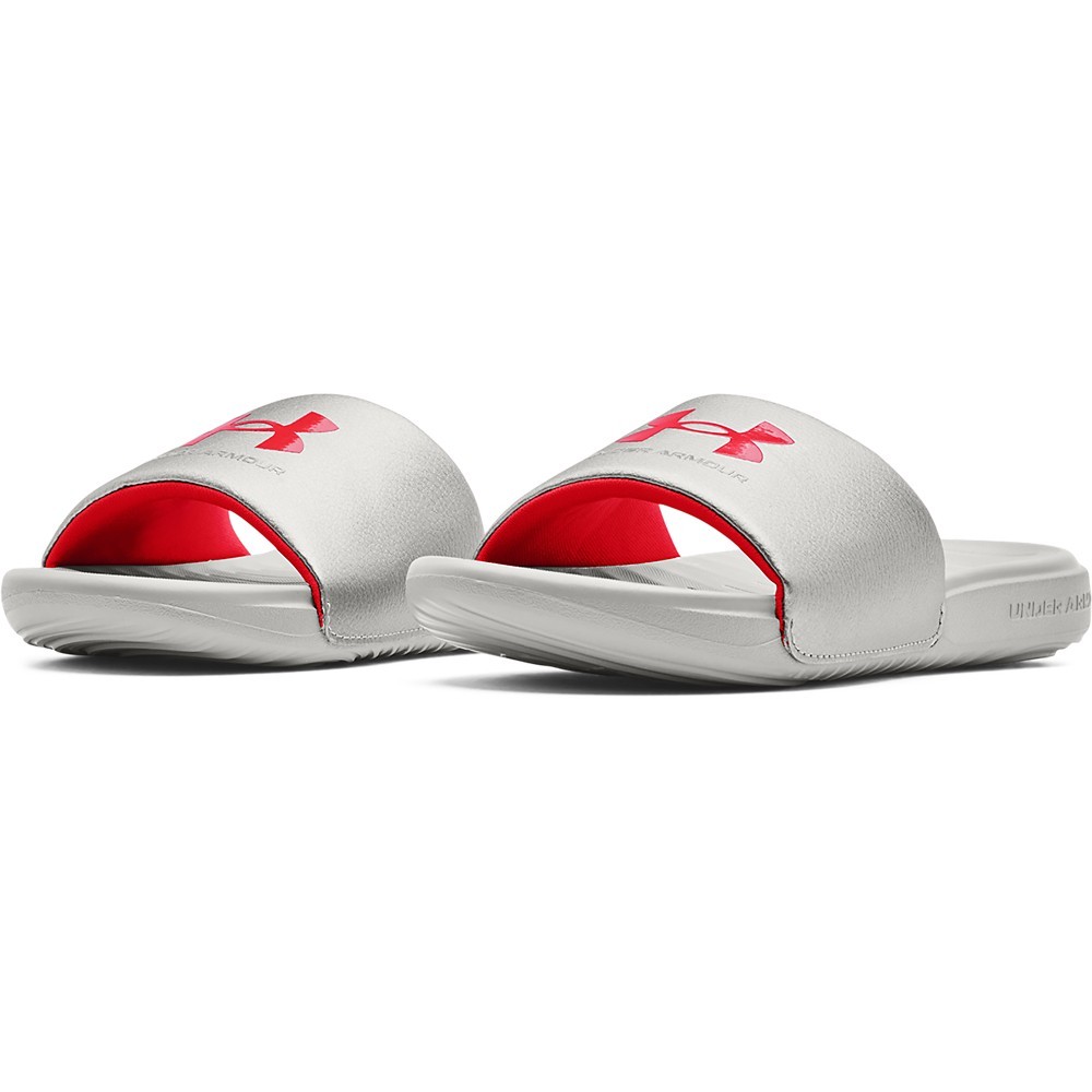 Under Armour 3023772 Women's UA Ansa Fix Slides, Metallic Tin, Size 6