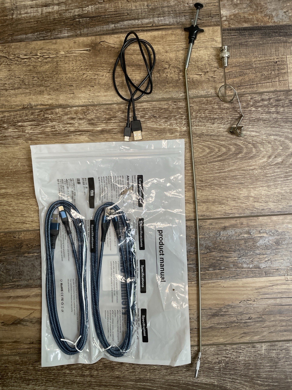 Photography Tool Lot: Shutter Cable, Lightning Cable, Magnifier & More – 6pc