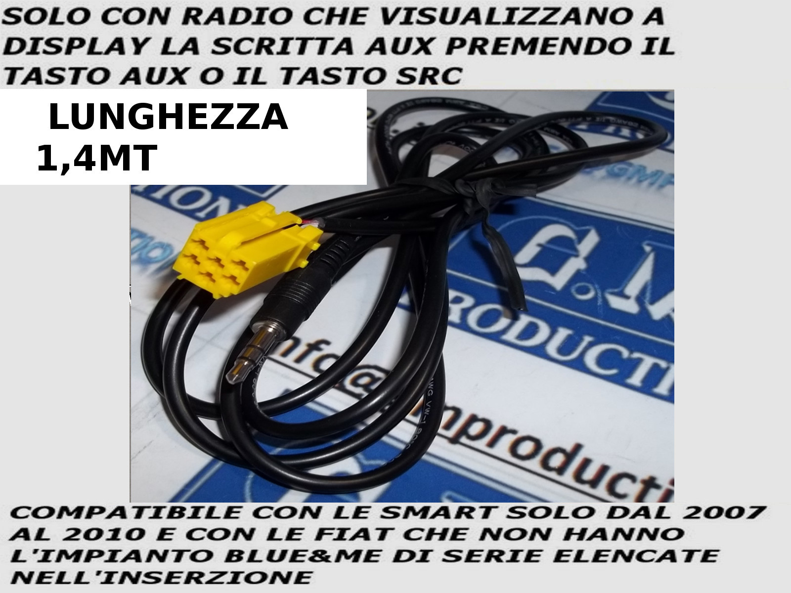 Câble Aux Mp3 Alfa 159 Fiat 500 Grande Punto Evo Panda Seulement Se Écran 1,4M