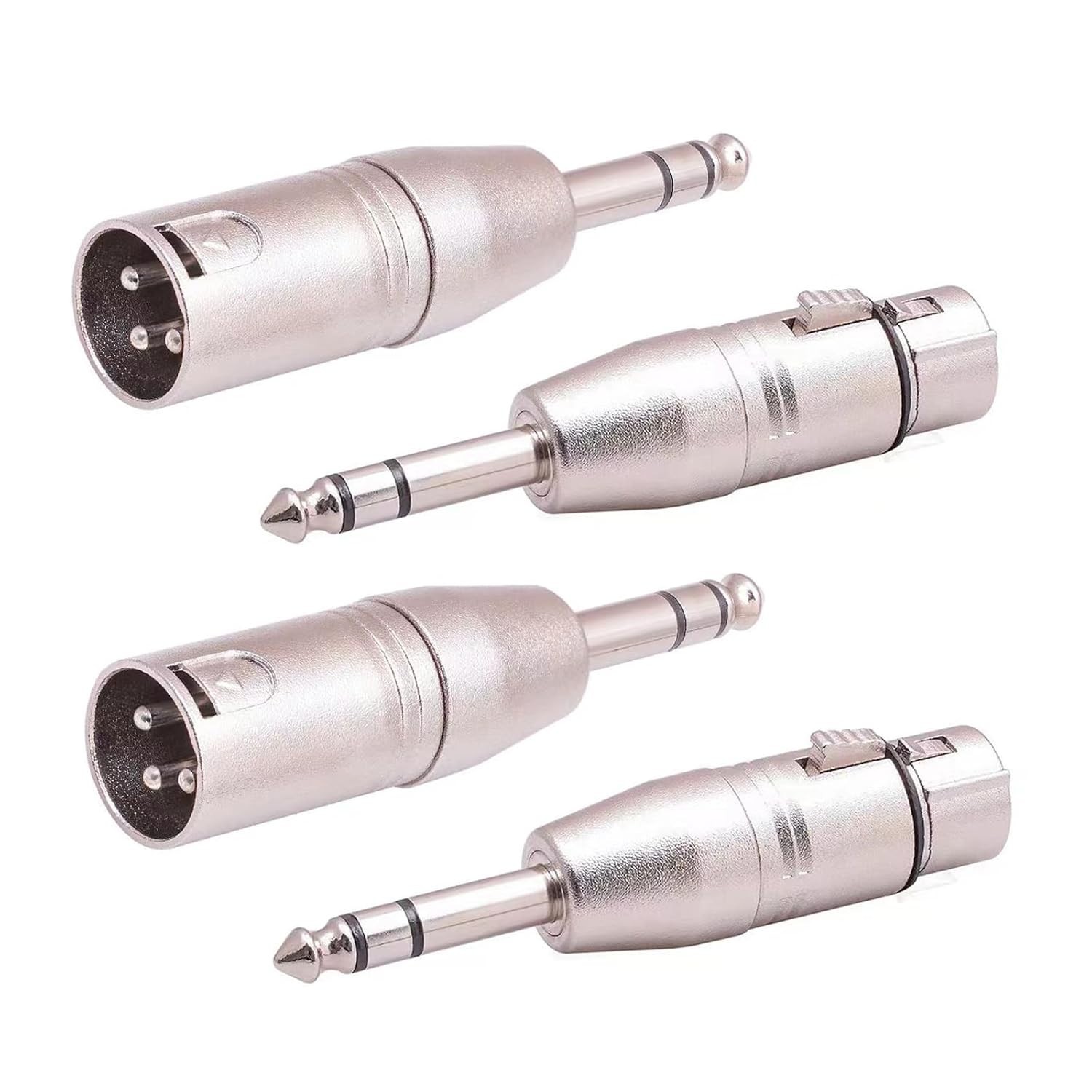 4 Pack 6.35Mm 1/4" Male to XLR Male & 1/4" TRS to XLR Female Adapters