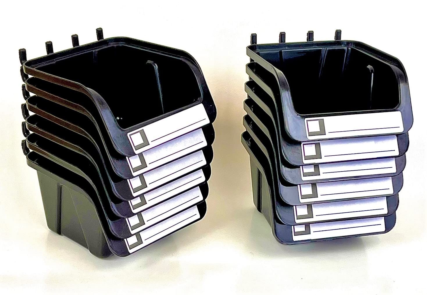 WallPeg 12 Black PEGBOARD Bins - Peg Board Organizer Accessories - Pegboard Bins