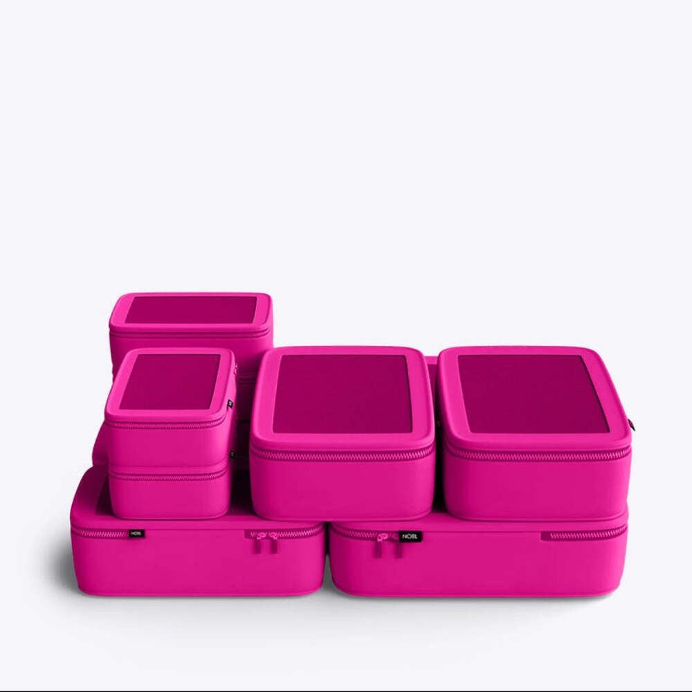 NOBL Travel Compressible 6 Piece Packing Cube Set - Hot Pink