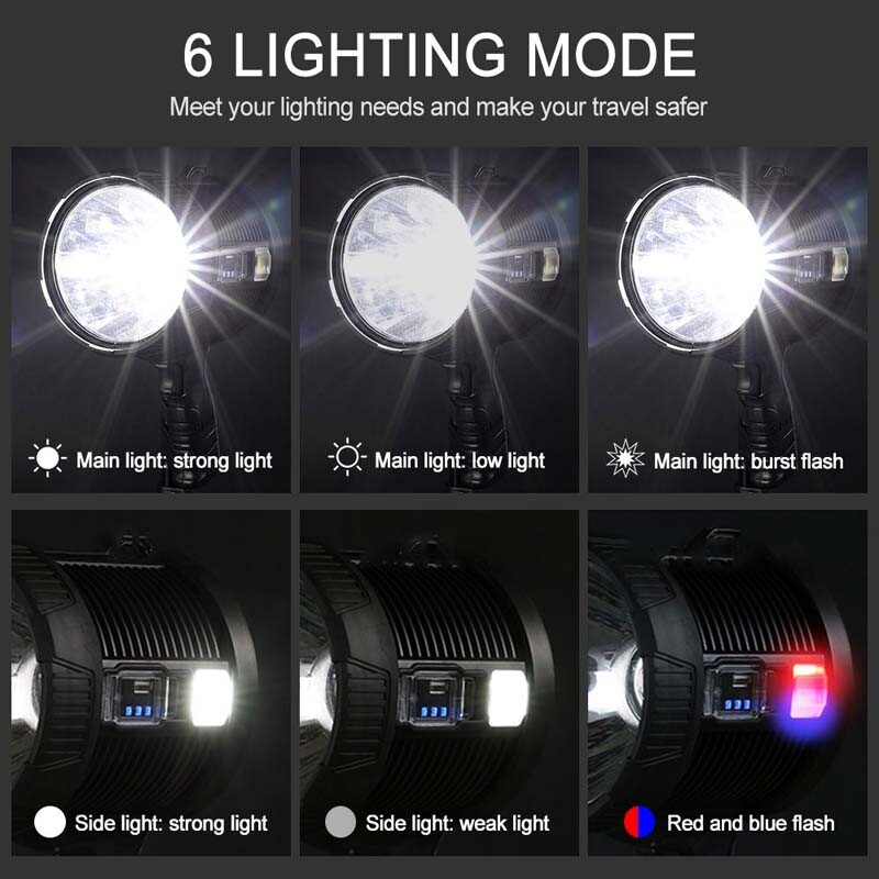 Rechargeable Spotlight Spot Lights Handheld 9000,000 lm Flashlight Lightweight