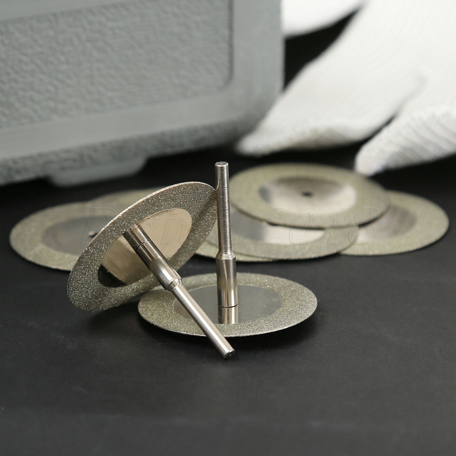 10pcs 1.6" Mini Diamond Discs Rotary Wheel Blade Cut-Off Tool 2 Mandrel Set
