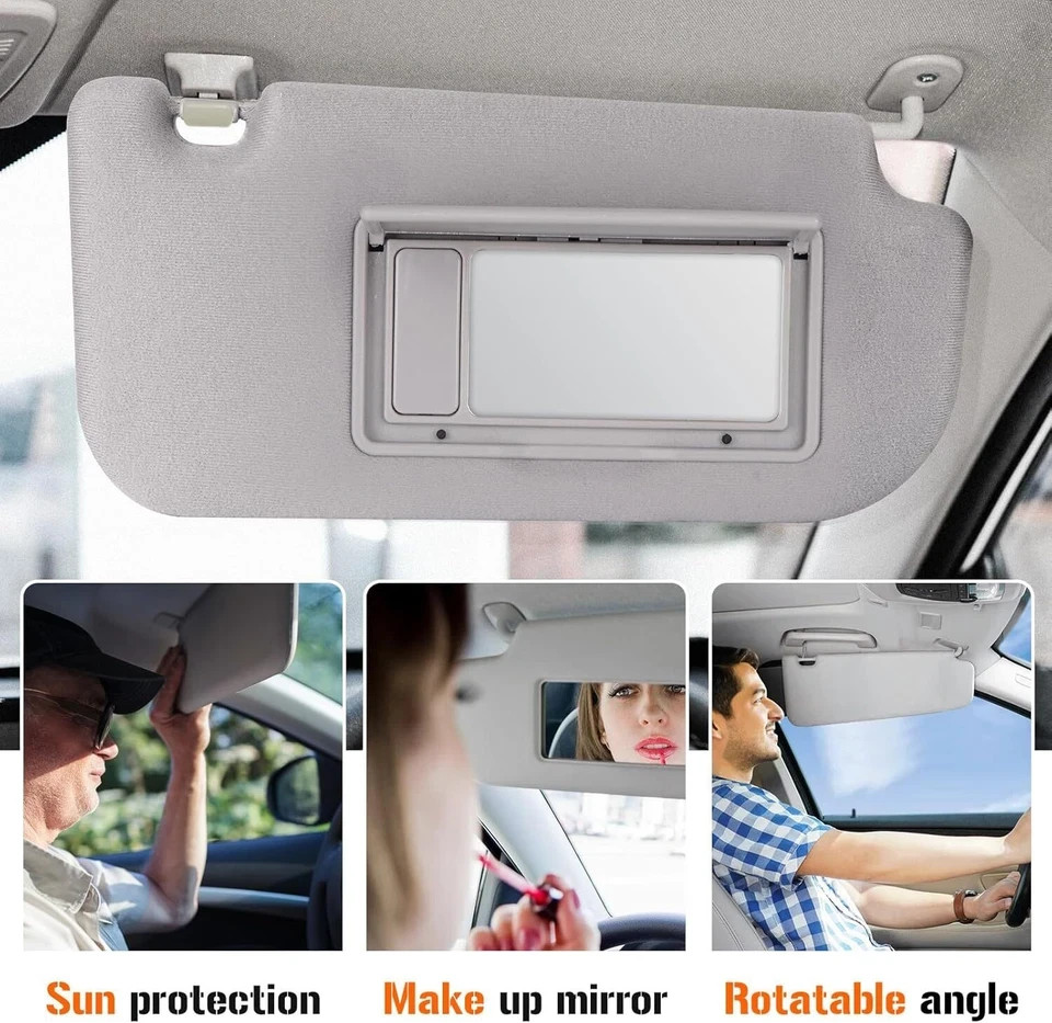 Sun Visor With Makeup Mirror Gray Left Driver Side for Kia Sportage 2005-2010