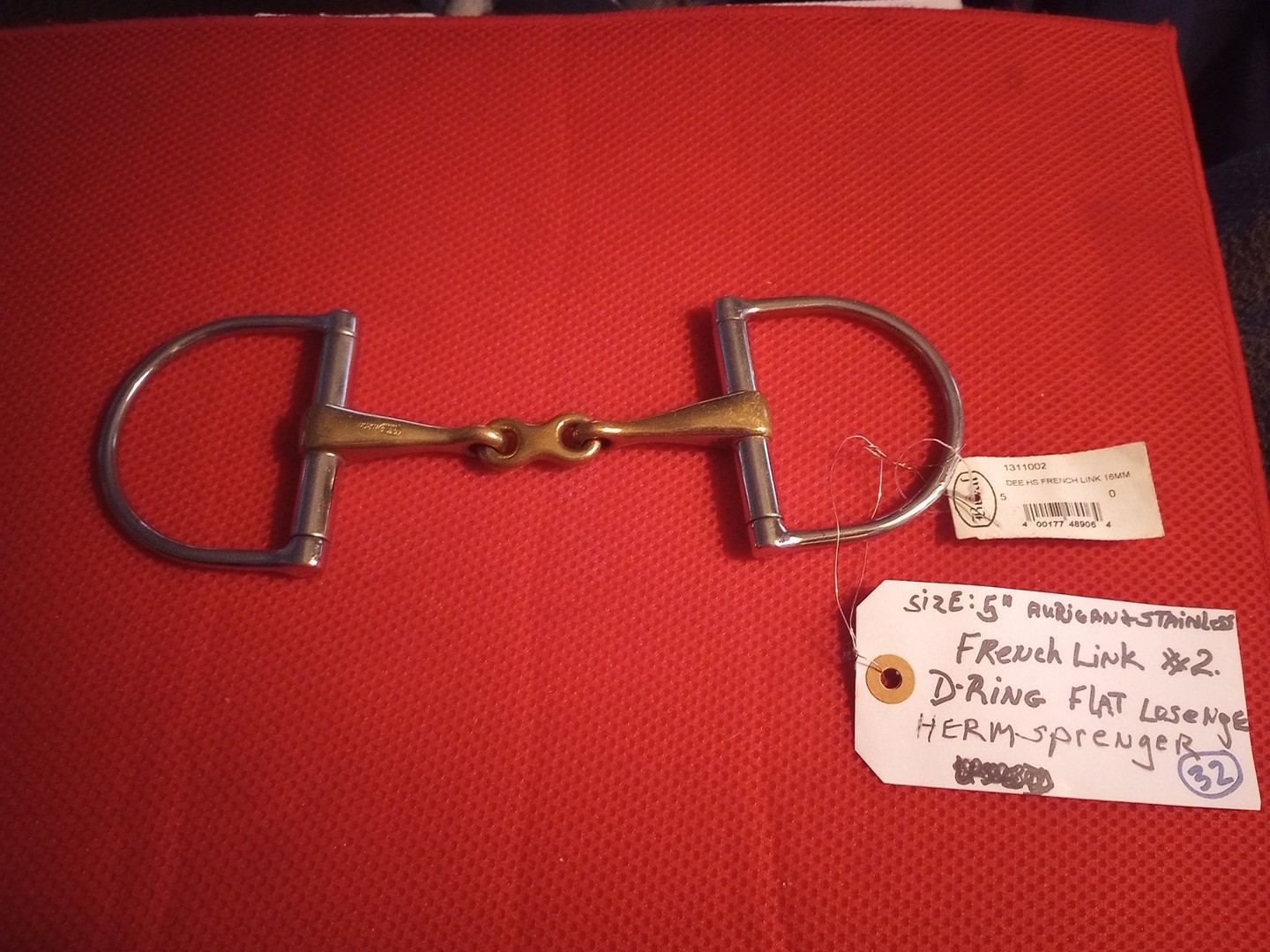 Herm Sprenger 5" Aurigan French Link D Ring Flat Losenge 16 mm New