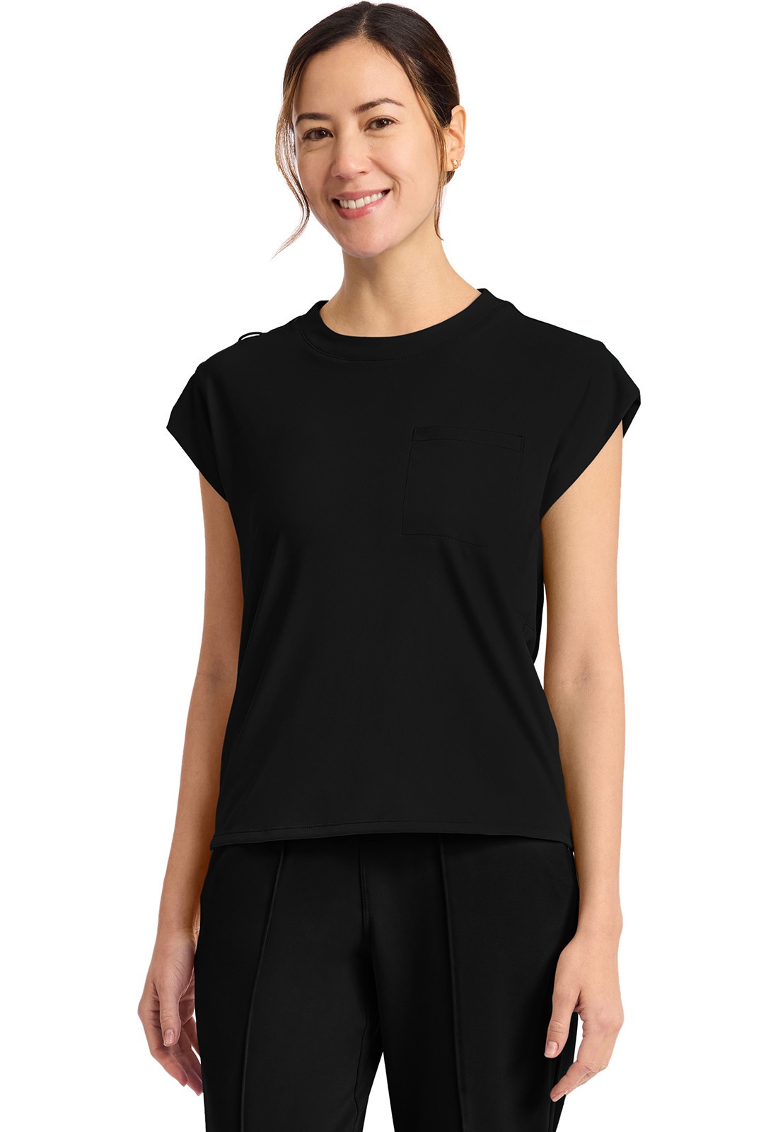 Black Cherokee Achieve Scrubs Crew Neck Top CK936 BLKN