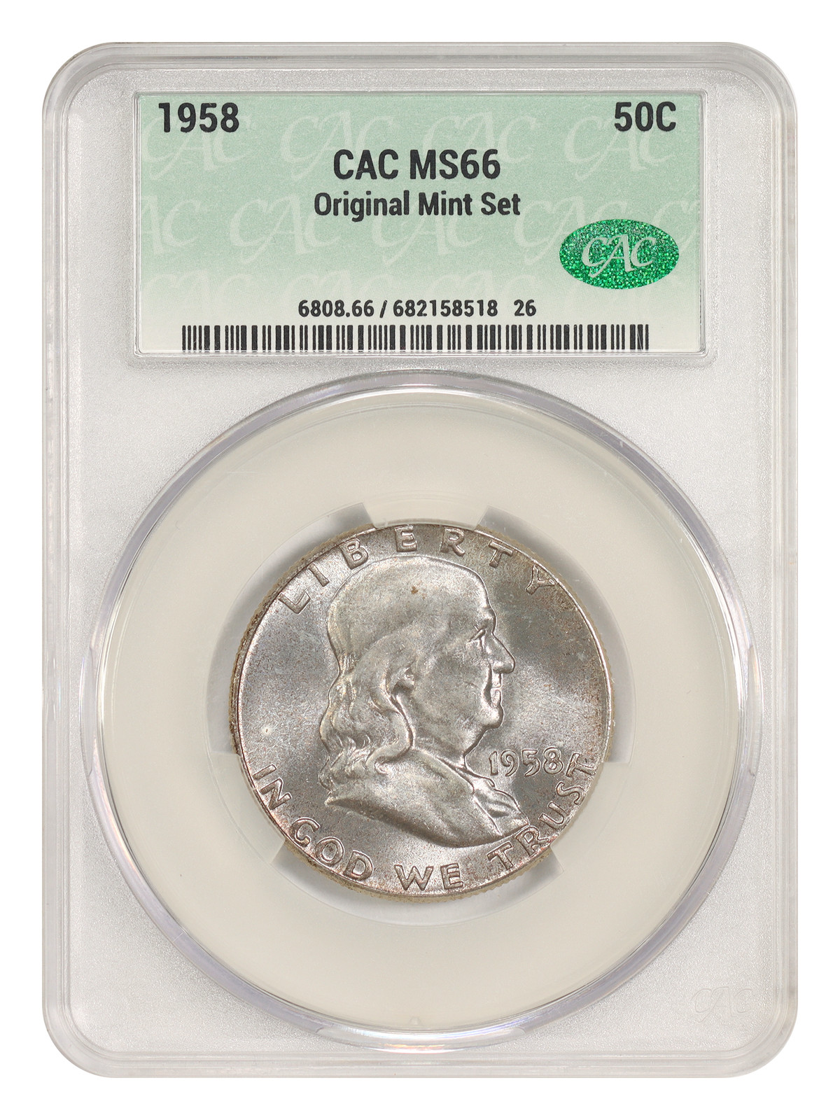 1958 50C CACG MS66 (Original Mint Set) - Franklin Half Dollar