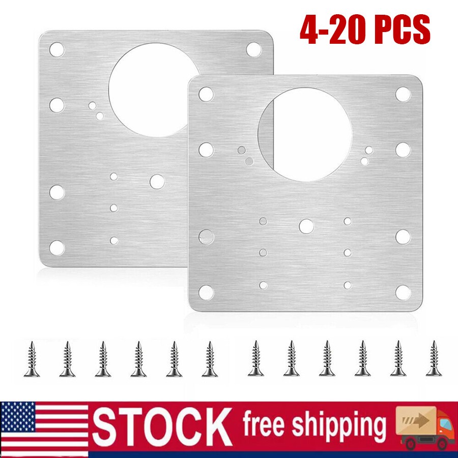 4-20 Hinge Repair Plate for Cabinet Door, Stainless Steel Repair Bracket Kit