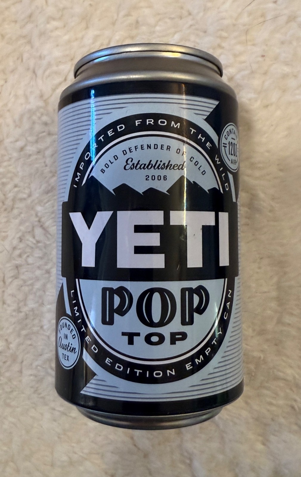 YETI Pop Top Limited Edition Empty Can • 12oz Novelty Collector Display • Austin