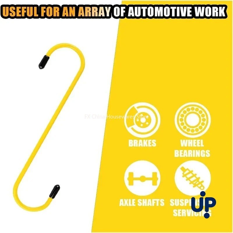 S Shaped Brake Caliper Hanger Hook Rubber Tips Auto Repair Tool