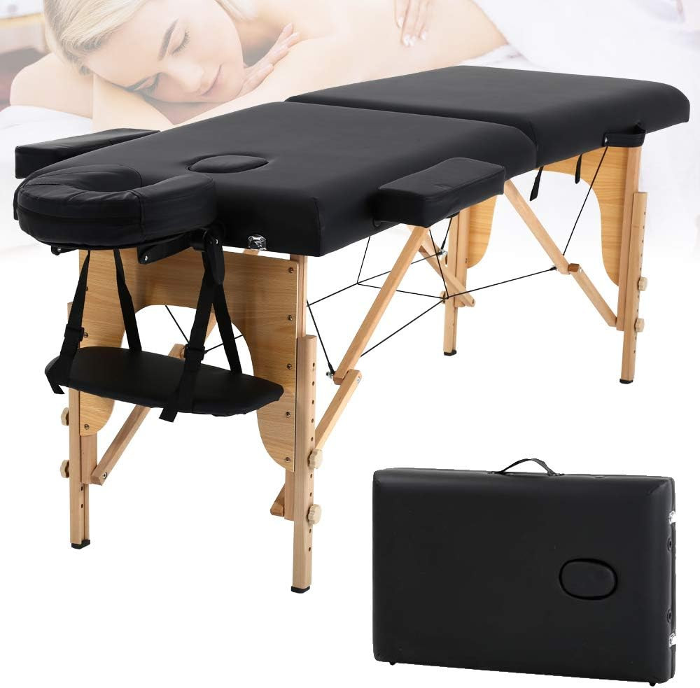 Professional 84" Portable Massage Table - Wooden Folding Spa Bed for Esthetician