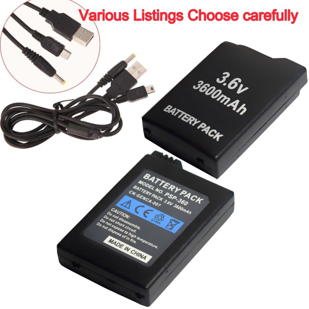Battery Pack or 2in1 Data Charger For Sony PSP 1000 FAT 3.6V 3600mAh Replacement