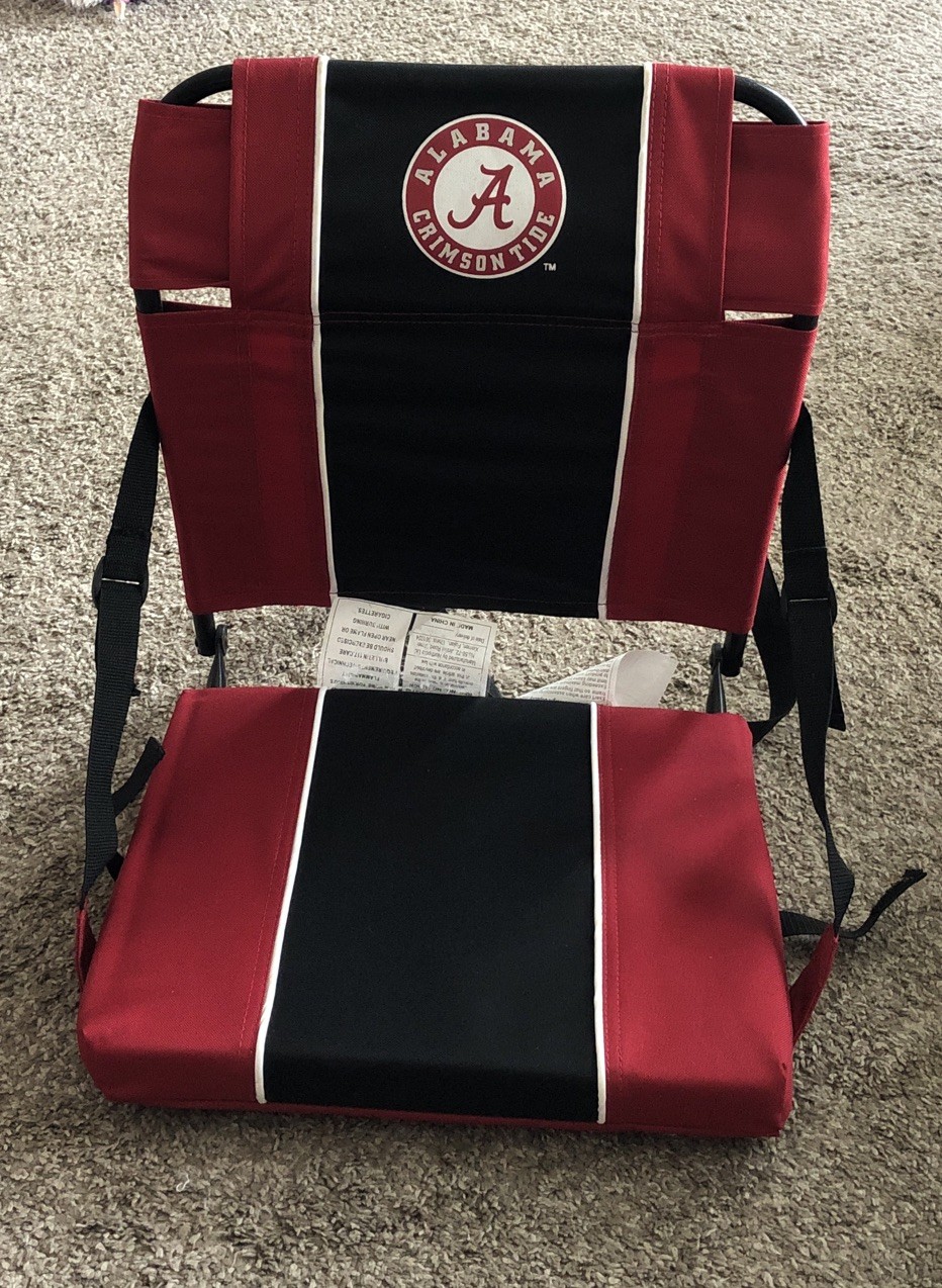 NORTHPOLE LTD ALABAMA CRIMSON TIDE RED FOLDING STADIUM SEAT~WITH CARRYING STRAP