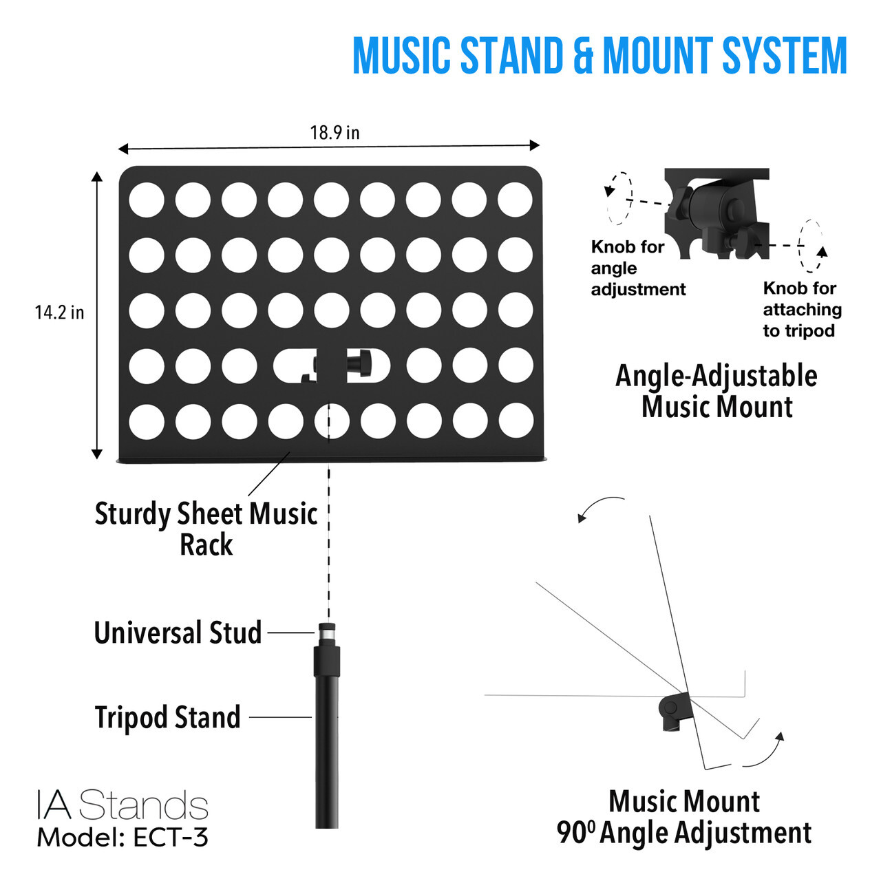 IA Stands ECT3 Sheet Music Tablet Tripod Stand