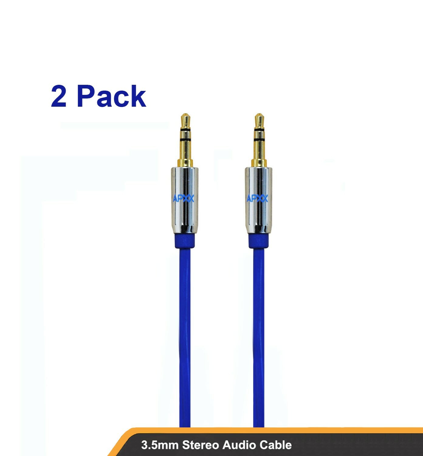 P506D 2 Pack 6Ft 3.5mm Audio Cable Car Aux Male to Male Stereo Audio Gold Plug