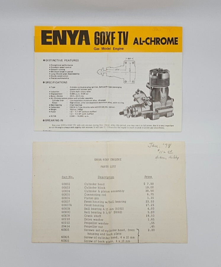 ENYA Engine - Enya 60XF TV AL-CHROME New