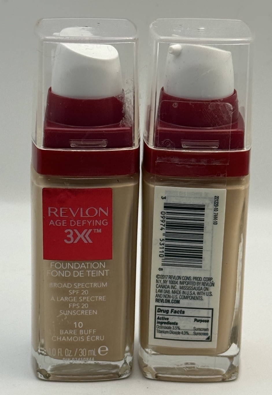 ✅ Revlon Age Defying 3X Liquid Foundation, #10 Bare Buff, 1 Fl oz, 2 PACK