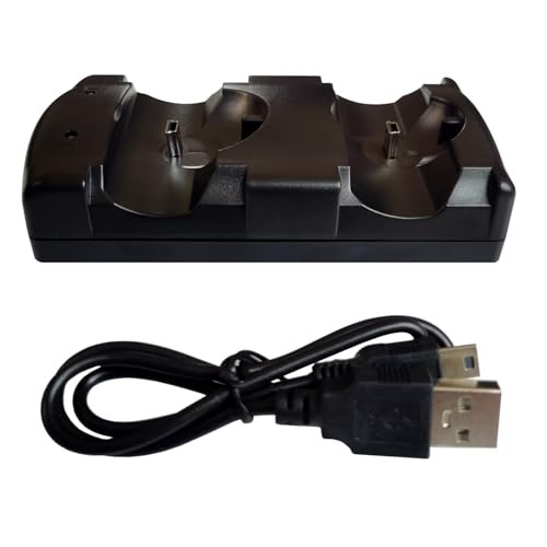 2 in 1 PS3 Controller Charger Station with LED Light Indicator, Charging Cable