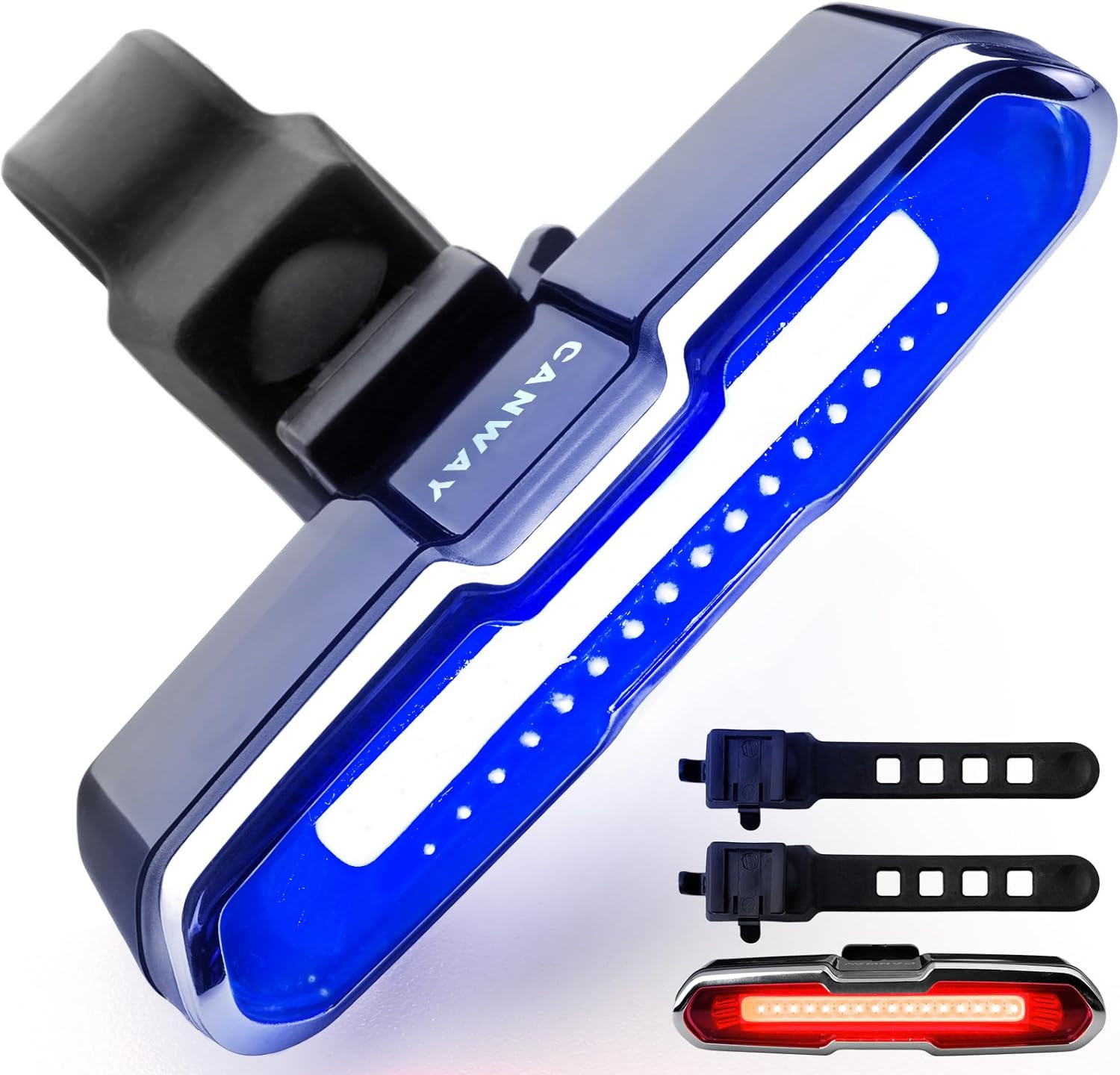 Bicycle Rear Light Red/Blue, Bike Tail Light Rechargeable 168 Lumens Bike Tail L