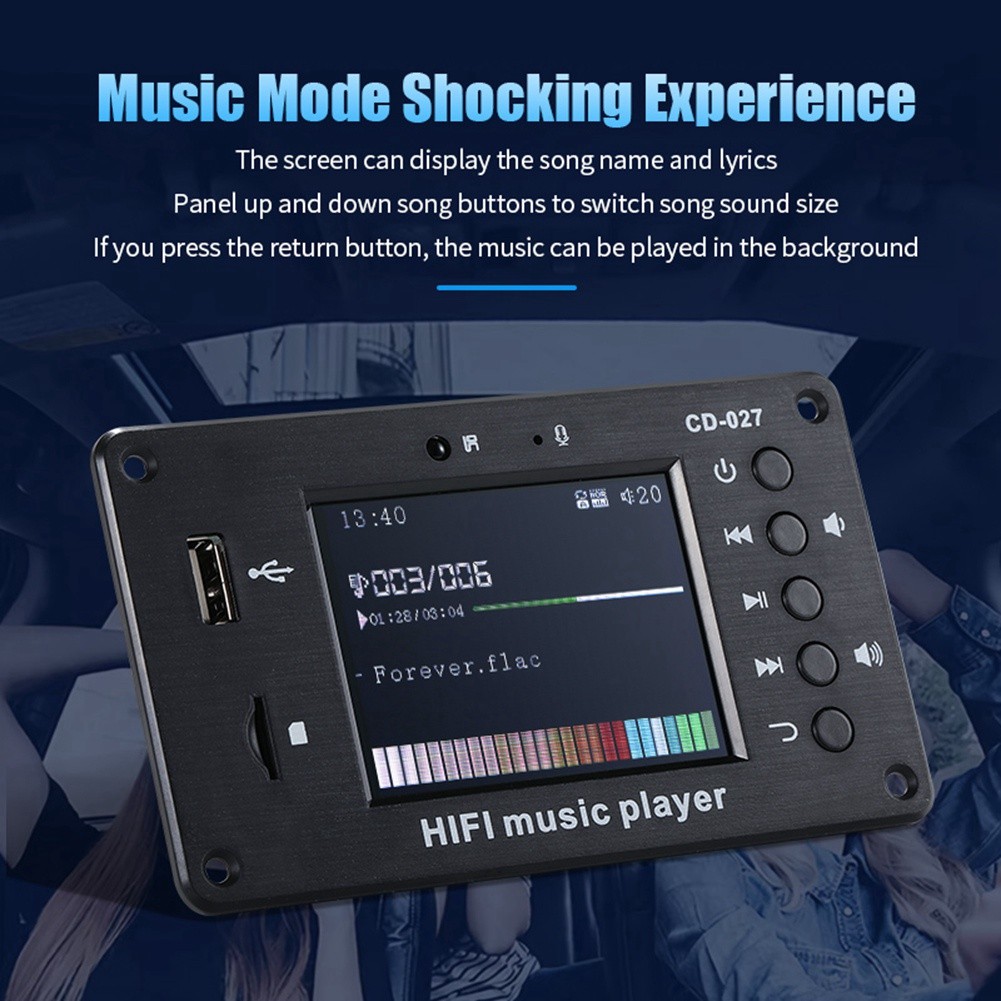 2.8-Inch Color Screen Bluetooth 5.1 Car Synchronization Lossless Decoding7333