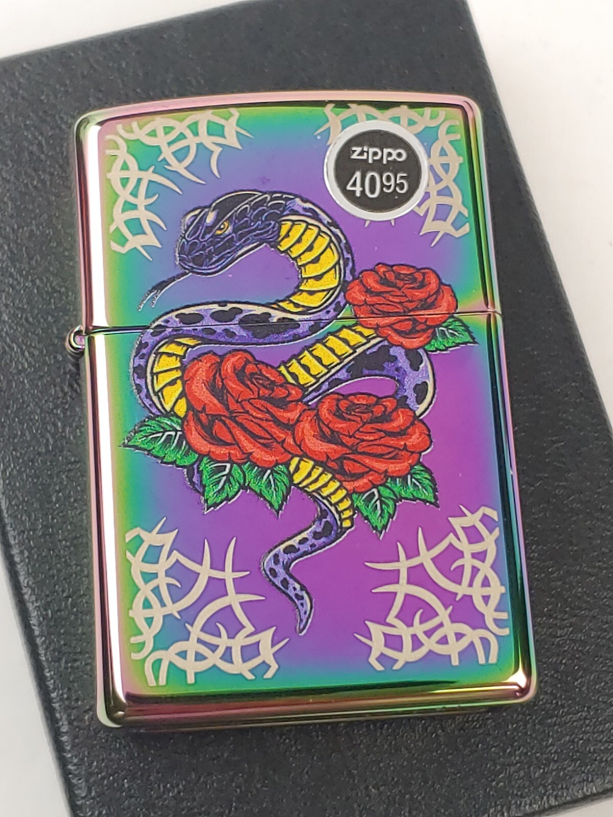 Zippo 48395 Snake w/ Roses Tattoo on Multi-Color Spectrum Lighter - APR (D) 2022