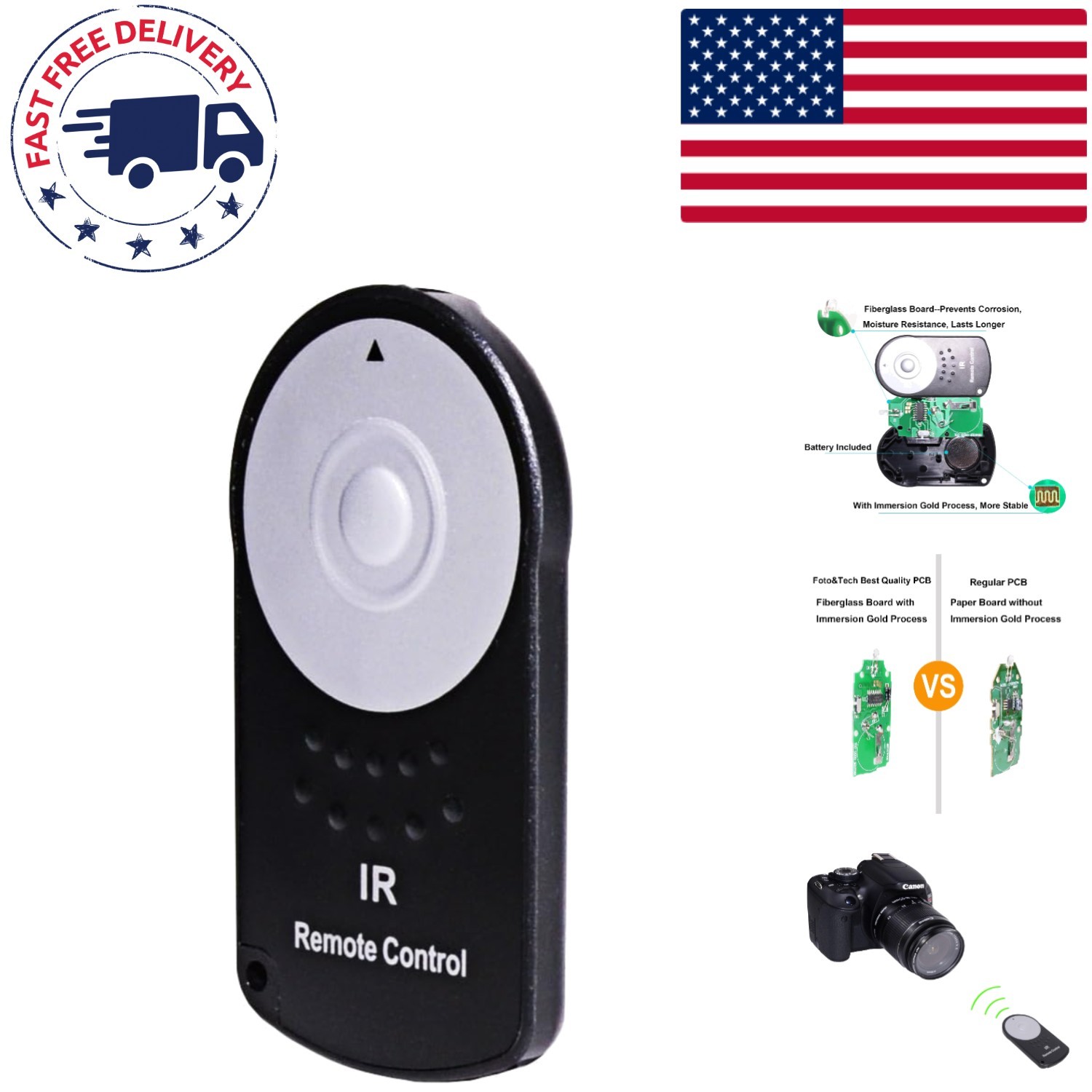 FTRC-6 IR Shutter Release Remote for Canon – Eliminate Camera Shake, 1 Piece