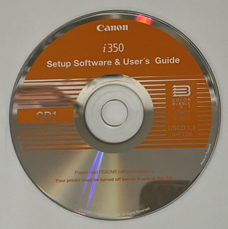 Canon i350 Color Bubble Jet Printer Setup Software USCD 1.1 CD1 CD-ROM DISC ONLY
