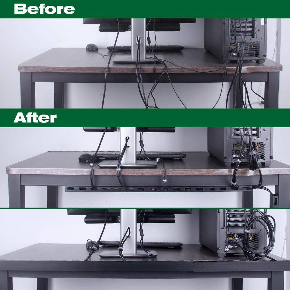 Cable Raceway Kit for under Desk Cable Management with Integrated Connection Cov