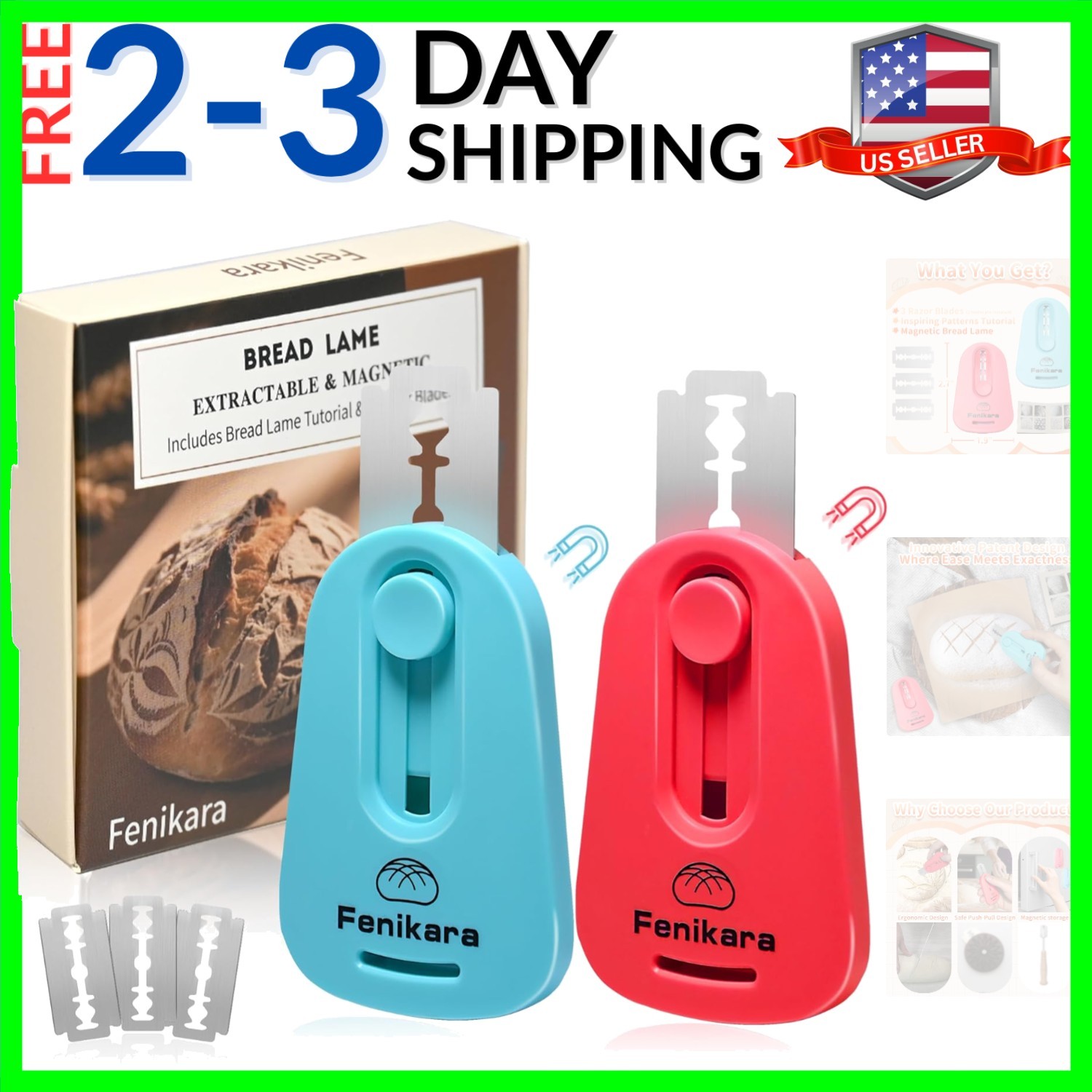 2PCS Upgraded Magnetic Sourdough Scoring Tool & Versatile Bread Scoring Tool-...