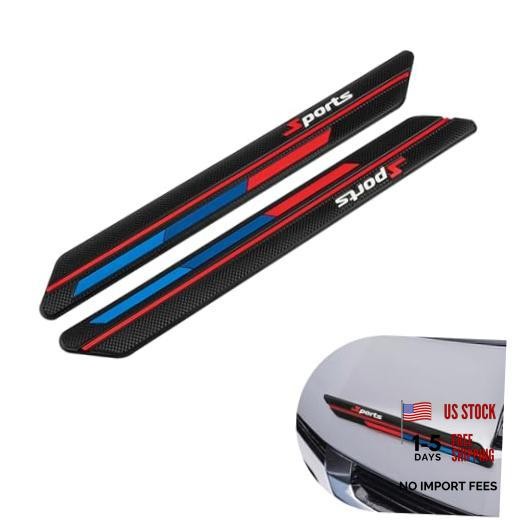 Car Side Body Anti-Collision Strips, Sport Style Front Rear Bumper 2 PCS Black