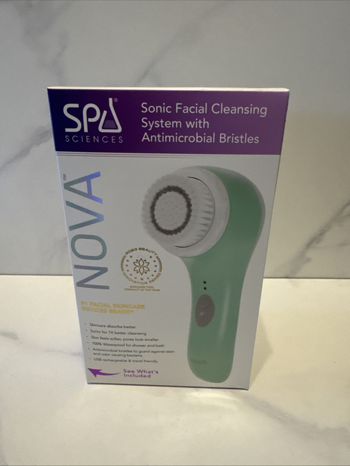 Nova Spa Science Antimicrobial Sonic Face Cleansing System Mint Green New Sealed