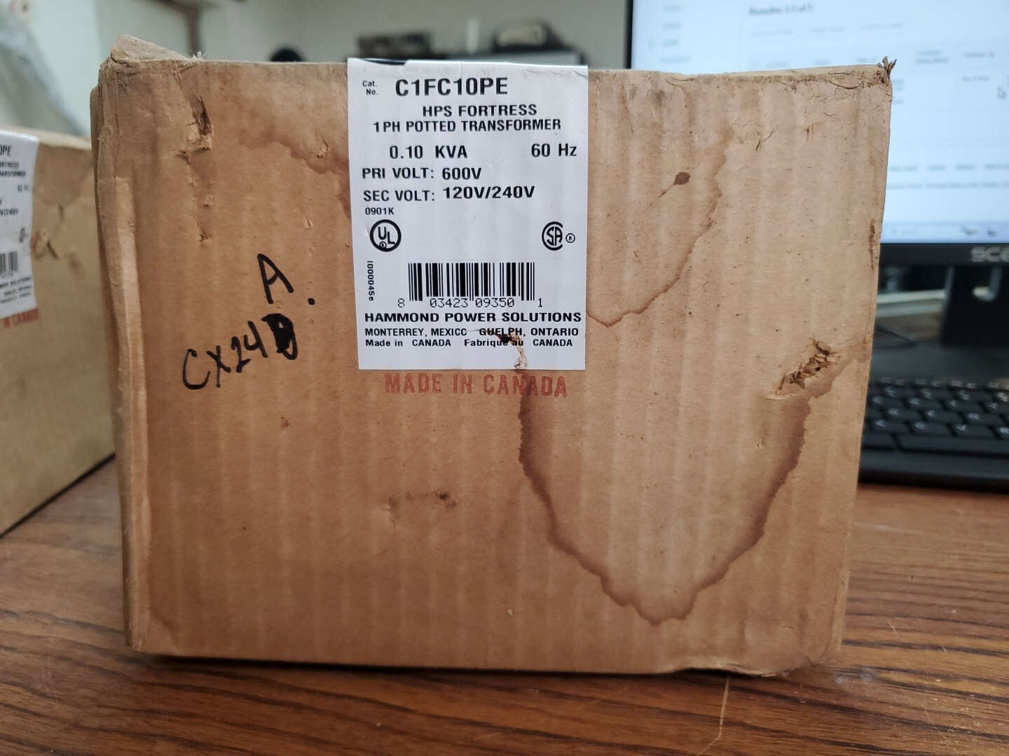HAMMOND POWER HPS FORTRESS 0.10 KVA Transformer C1FC10PE (CX24A)