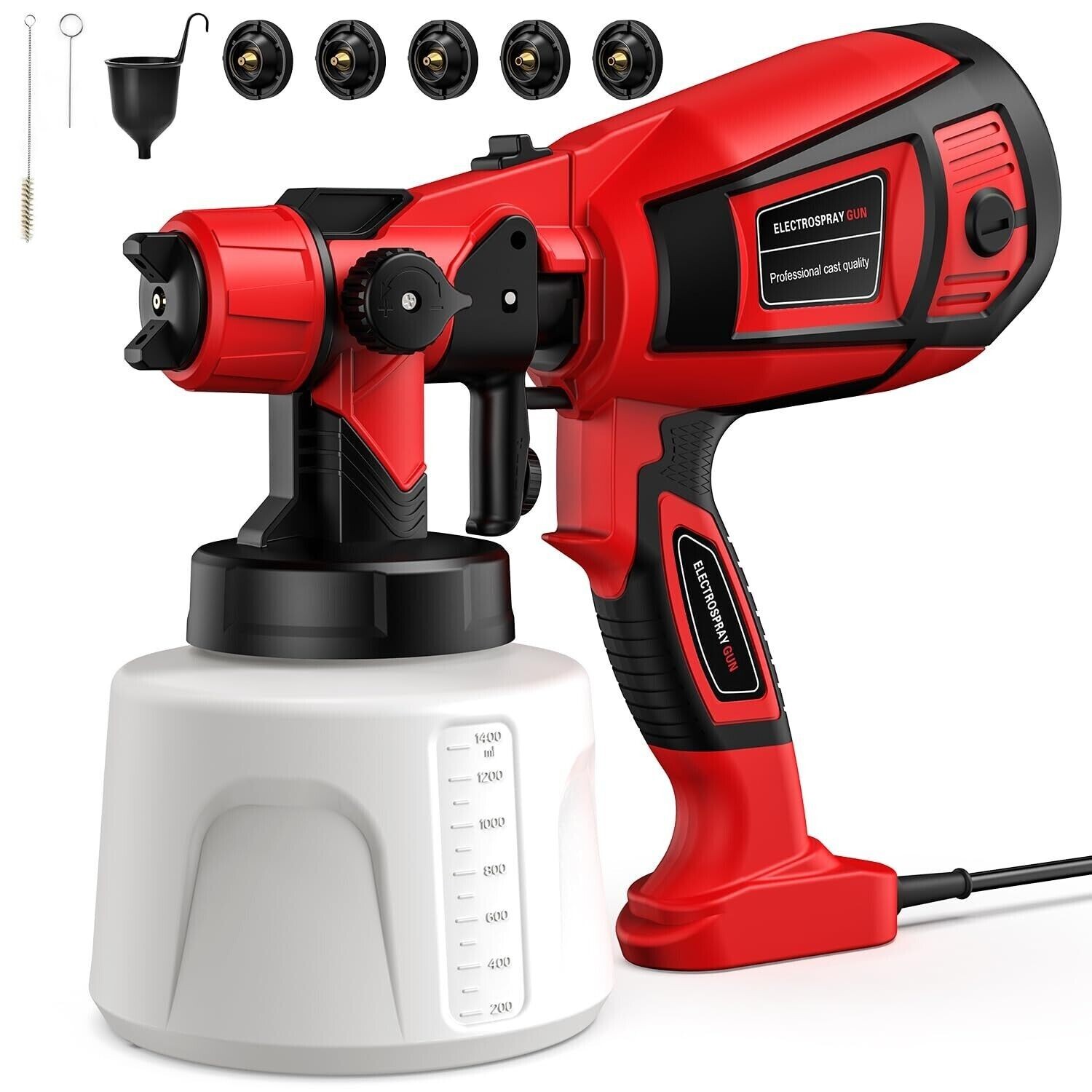 850W High Pressure Electric Paint Sprayer, 1400ML HVLP Spray Paint Gun