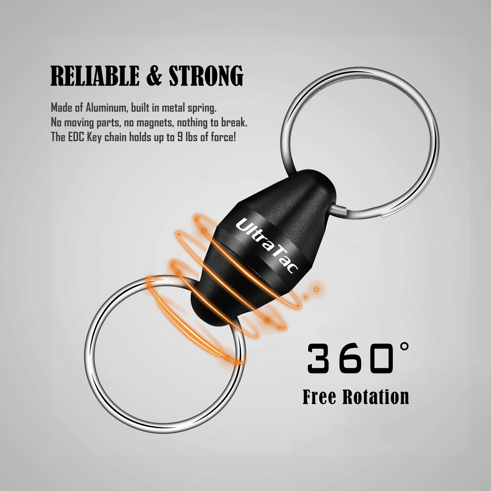 UltraTac Quick Release Keychain for Men, Secure Small, Black + Carabiner