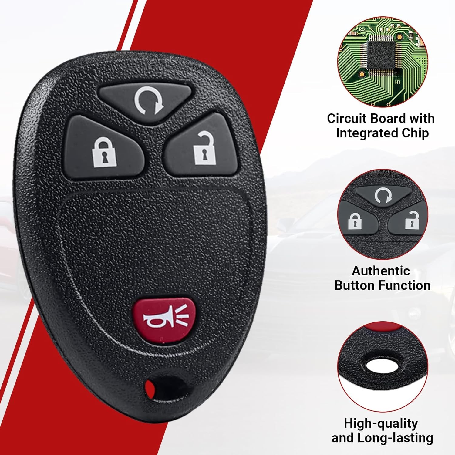 Key Fob Keyless Entry Remote Control Compatible with Silverado Size: 4Btn, 1PC