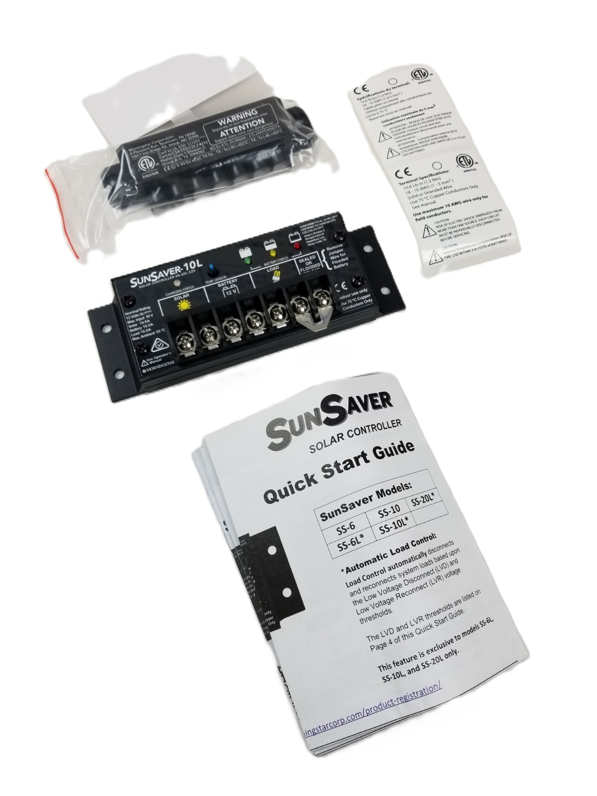 Morningstar SS-10L-12V SunSaver-10L 10A Solar Charge Controller 12V LVD PWM NEW