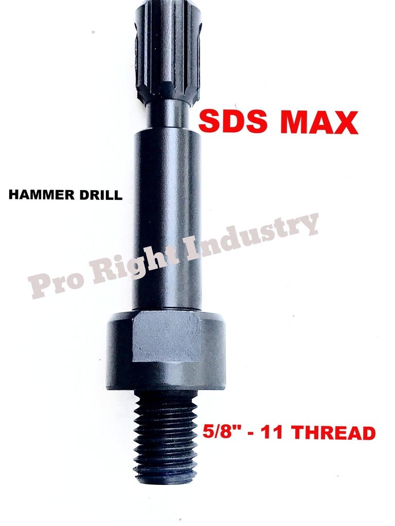 Core Bit Adapter: 5/8"-11 Threaded Male to SDS-Max Shank for hilti Hammer Drill