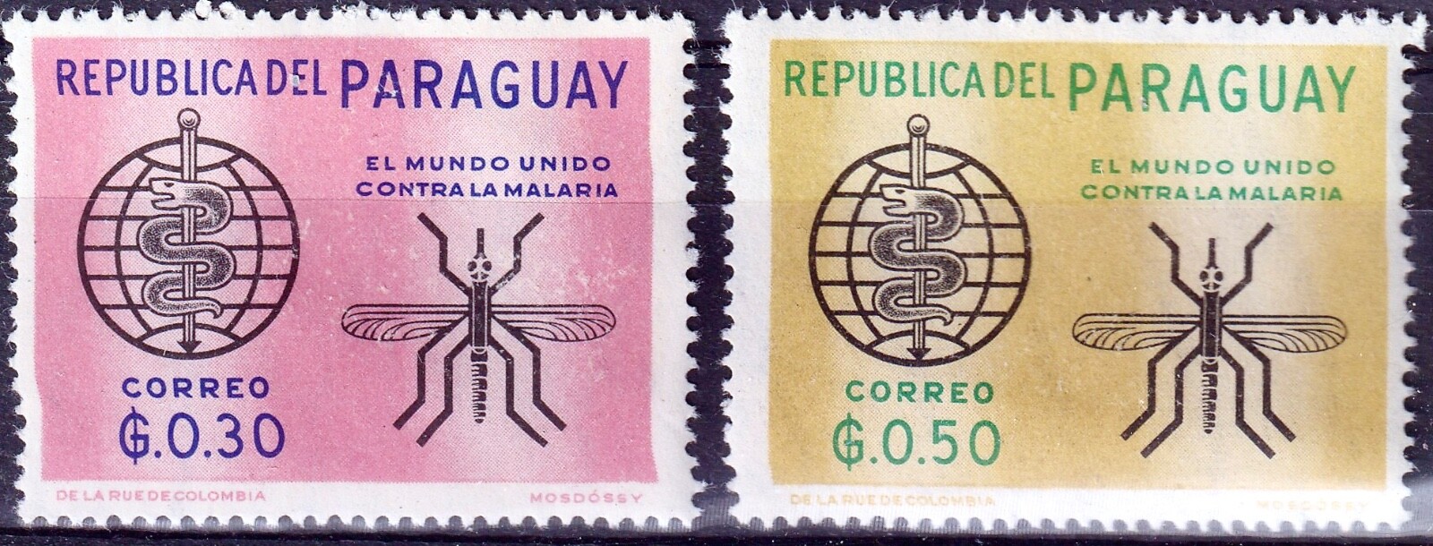 Paraguay Stamps, Sc. 674-5, 1962, MNH, Malaria Eradication-Mosquito
