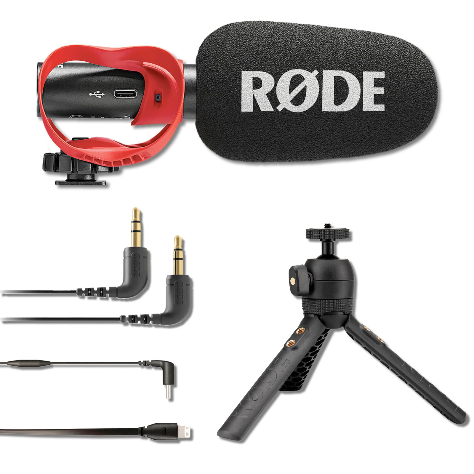 Rode VideoMic GO II Shotgun Mic with SC15 USB-C to Lightning Cable & Tripod 2