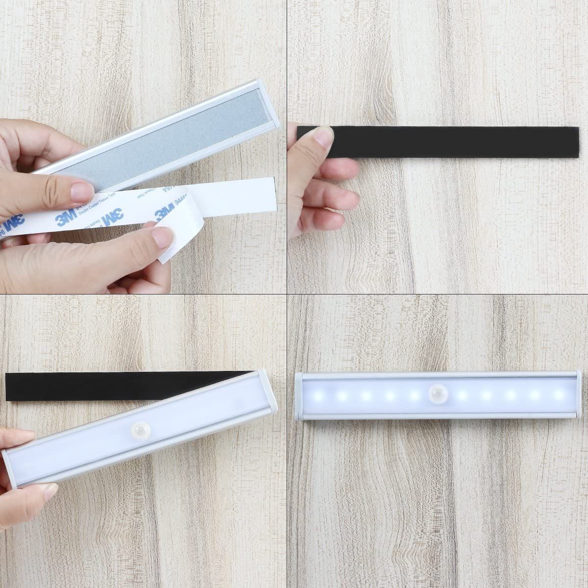 10LED Motion Sensor Light (Cool White), Aluminum, Rechargeable (White)