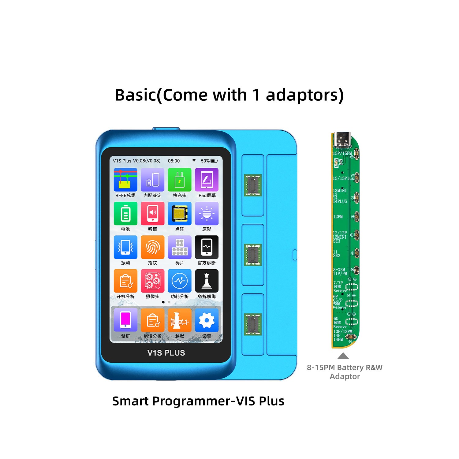 New JCID-V1S Plus Smart Programmer + Battery R&W Adaptor for iPhone 8-15 Pro Max